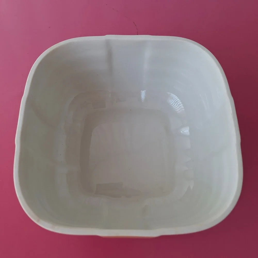 Vintage Hall China for Hotpoint Yellow Ribbed Ceramic Refrigerator Dish with Lid